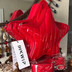NWT IHKWIP Red Patent Novelty Shooting Star Crossbody Handbag